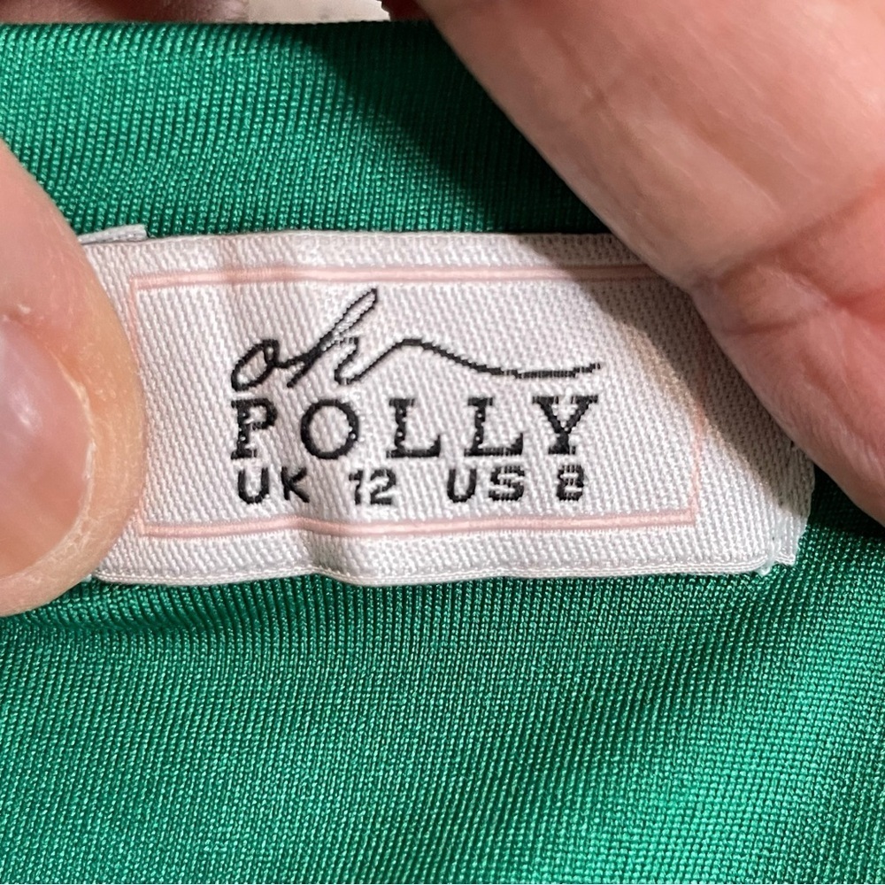 Oh Polly Dress Womens Mini Green Striped Print Bodycon Long Sleeve Cut Out Sz 8 - Picture 11 of 15